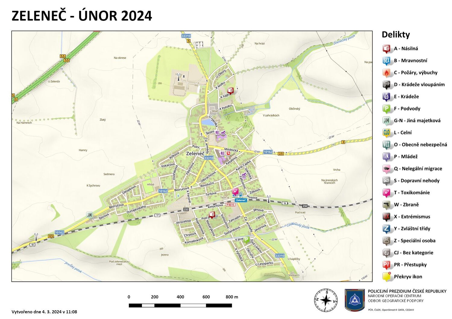 Mapa kriminality - únor 2024